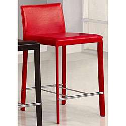 Euro Design Red Bicast Leather Counter Stools (Set of 2)   