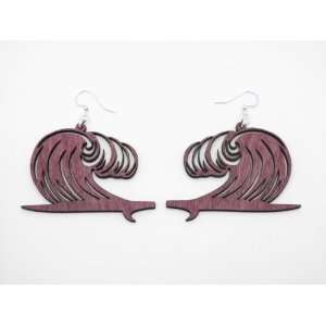  Wine Surfboard Wave Wooden Earrings: GTJ: Jewelry