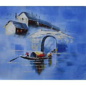  Blue Water Village in Memory Oil Painting 20 x 24 inches 