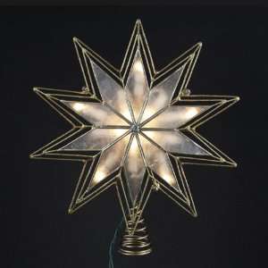  10 Lighted Capiz 10 Point Gold Plated Star Christmas Tree 