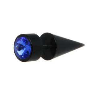  0 Gauge Black Blue Gem Fake Taper Ear Plug: Jewelry