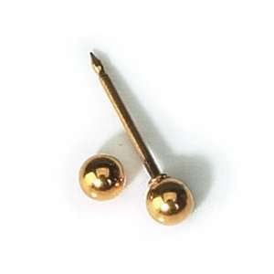  INVERNESS 14K Gold 3mm Ball Piercing Earrings Health 
