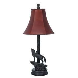  Rustic 100 Watt Wolf Accent Table Lamp