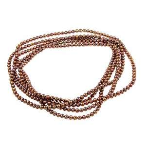   Chocolate Freshwater Pearl 100 inch Necklace (6 6.5 mm) Jewelry