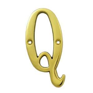 Letter Q) BOLTON 3 Inch Solid Brass Bright Brass Finish House Letter 