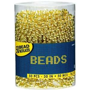  Bead Necklaces   Gold (50) Party Supplies: Toys & Games