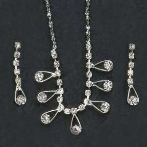  Handcrafted Crystal Open Water Drop Necklace and Earrings 