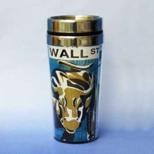   NYC Wall Street Thermal Coffee Mug Travel Containers: Kitchen & Dining