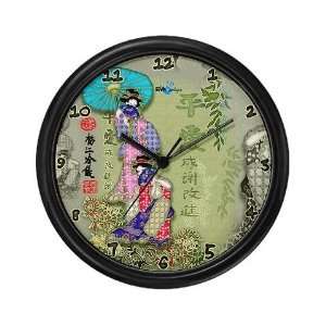 Asian Girls Green Clock Decorative Wall Clock by CafePress