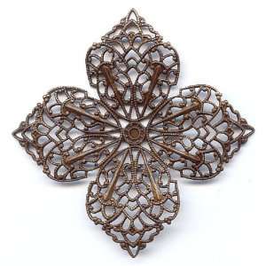  58mm Vintage Four Point Large Flower Filigree, Qty 1 