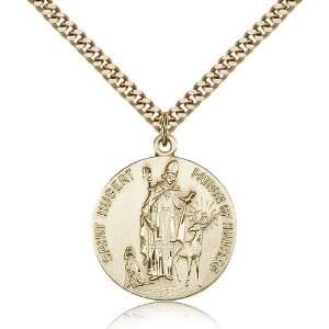  Gold Filled St. Saint Hubert of Liege Medal Pendant 1 x 7 