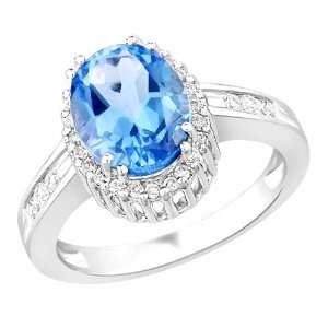  Certified 3.76 Ct Oval Topaz and Diamond Engagement Ring 