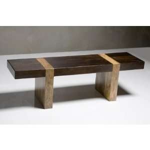  Yuko Bench in Walnut and Natural Patio, Lawn & Garden