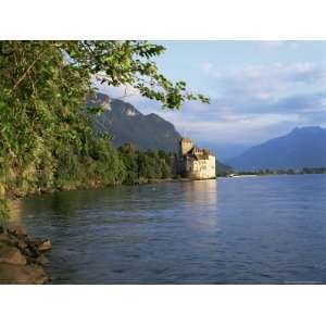 Chillon Castle and Lac Leman, Near Montreux, Swiss Lakes, Switzerland 