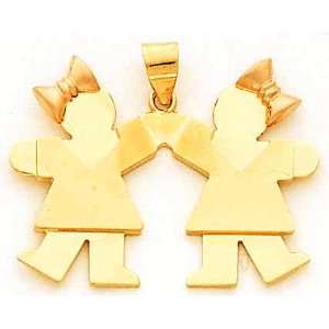  Girl Girl Silhouette Charm, Yellow/Pink Gold Jewelry