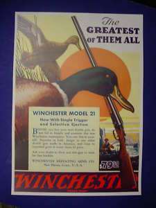 1931 Win. GIANT Mallard Duck Model 21 Shotgun Poster  