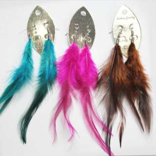 12 Pairs Handmade Feather Dangle Earrings EH 929  