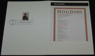 US #3651 37¢ Harry Houdini Ceremony Program  