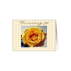  36th Birthday, bright yellow rose Card: Toys & Games