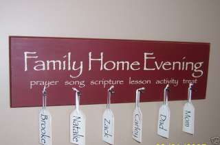 LDS FAMILY HOME EVENING CHART wood sign Mormon FHE  