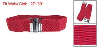 Interlocking Buckle Red Elastic Band Cinch Belt for Women  