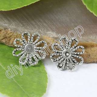 description: 20 Pcs Tibetan silver open daisy link beads h0098