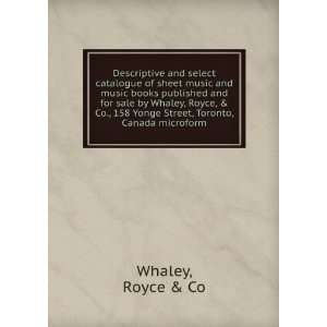   158 Yonge Street, Toronto, Canada microform Royce & Co Whaley Books