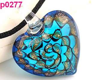 1pc heart lampwork glass bead pendant necklace p0277  