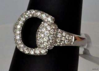 New GUCCI 18K Gold Diamonds Horsebit Ring Sz 9 SALE  