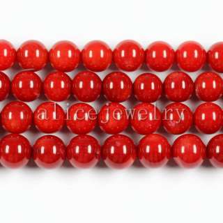 8mm Red Coral Round Loose Bead 16 LS0328  