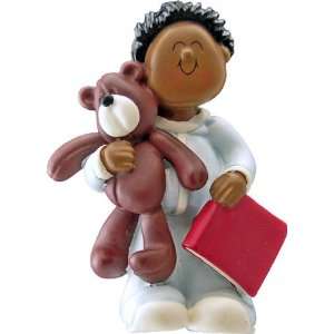  4080 Child With Teddy: Male African American Ornament 