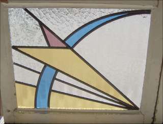Pair of Antique Stained Glass Windows Arching Deco Rays  