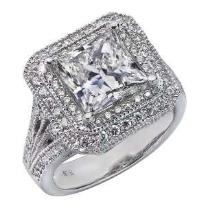  Certified $41000 Princess Brilliant Cut Diamond Engagement 