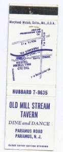 Vintage Matchbook   Old Mill Stream Tavern #2055  