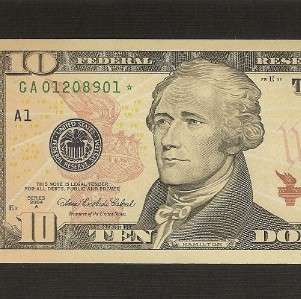 US CURRENCY 2004A★ $10 ★STAR★ NOTE Old Paper Money GEM  