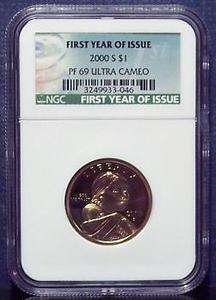 2000 S $1 Sacagawea First Year Of Issue In a NGC PF 69 Ultra Cameo 