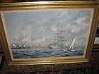 june nelson nautical seascape boat yacht scene oil painting framed 