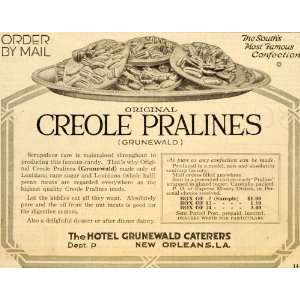   Ad Creole Praline Hotel Grunewald Caterers Orleans   Original Print Ad