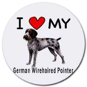  I Love My German Wirehaired Pointer Round Mouse Pad 
