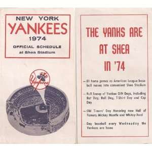1974 New York Yankees 1974 Official Schedule   Sports Memorabilia 