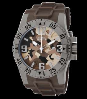 Invicta Mens 1095 Excursion Camouflage Dial Brown Rubber Watch  