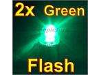 2X Green Tire Flash LED Light Wheel Valve Caps + 6X Batteries For Car 