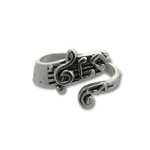  STERLING Silver Music Note Bypass RING: Jewelry