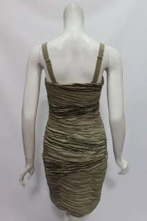 Catherine Malandrino womens taupe swag rouched sleeveless dress 4 $547 