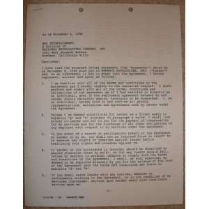  Joe Namath Signed Nbc 11/4/94 2 Page Executed Contract 