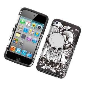 Black with Silver Death Skull and Angel Harps Snap on Apple Ipod Touch 