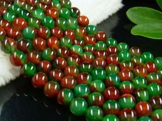 YSS32 Natural red green agate round beads strand 16  