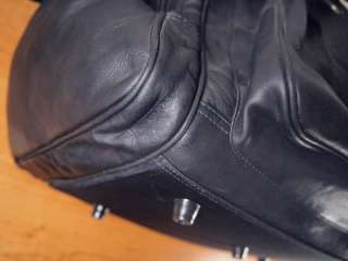 Vtg COLOMBIAN Leather Black 21 Extended Duffle Bag  