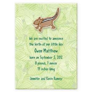  Chipmunk Woodland Critter Birth Announcement Baby