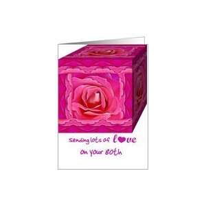  Eighty Years Old Birthday with Rose Covered Gift Box Card 